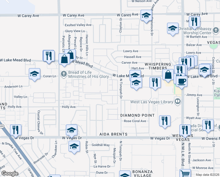 map of restaurants, bars, coffee shops, grocery stores, and more near 2200 Saxton Hill Avenue in Las Vegas