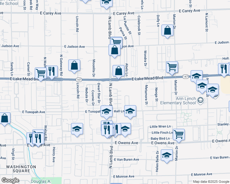 map of restaurants, bars, coffee shops, grocery stores, and more near 4328 Wyndham Street in Las Vegas