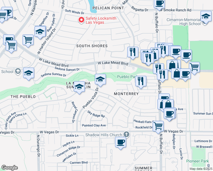 map of restaurants, bars, coffee shops, grocery stores, and more near 7844-7898 Silver Plateau Avenue in Las Vegas