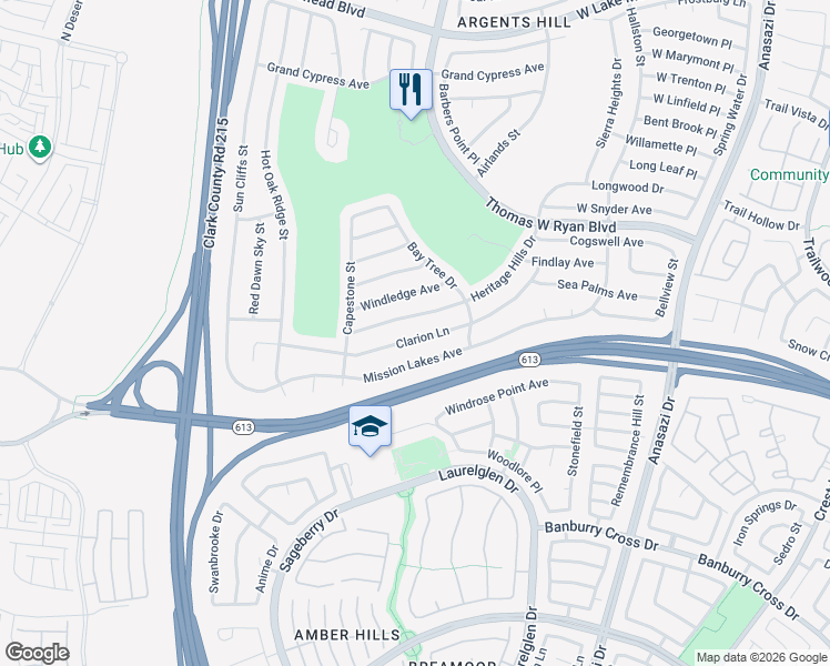 map of restaurants, bars, coffee shops, grocery stores, and more near 10724 Heritage Hills Drive in Las Vegas