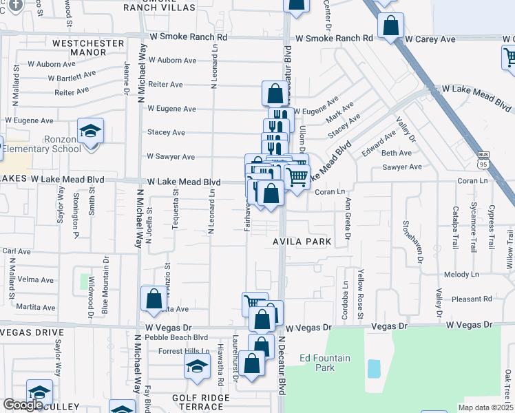 map of restaurants, bars, coffee shops, grocery stores, and more near 1941 North Decatur Boulevard in Las Vegas