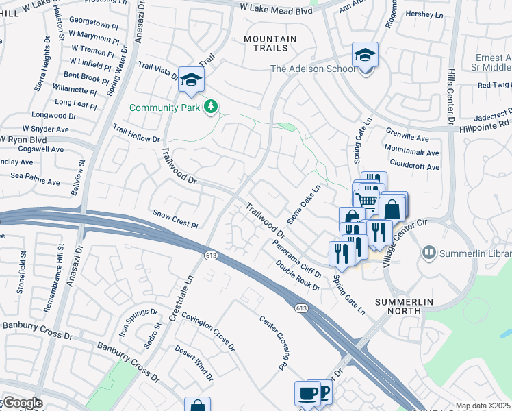 map of restaurants, bars, coffee shops, grocery stores, and more near 9837 Lenox Crest Place in Las Vegas