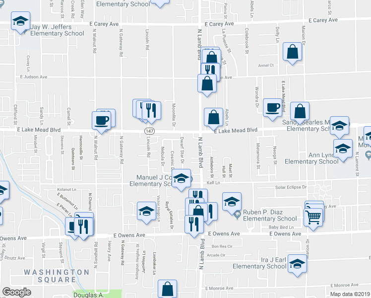 map of restaurants, bars, coffee shops, grocery stores, and more near 1984 Dwarf Star Drive in Las Vegas