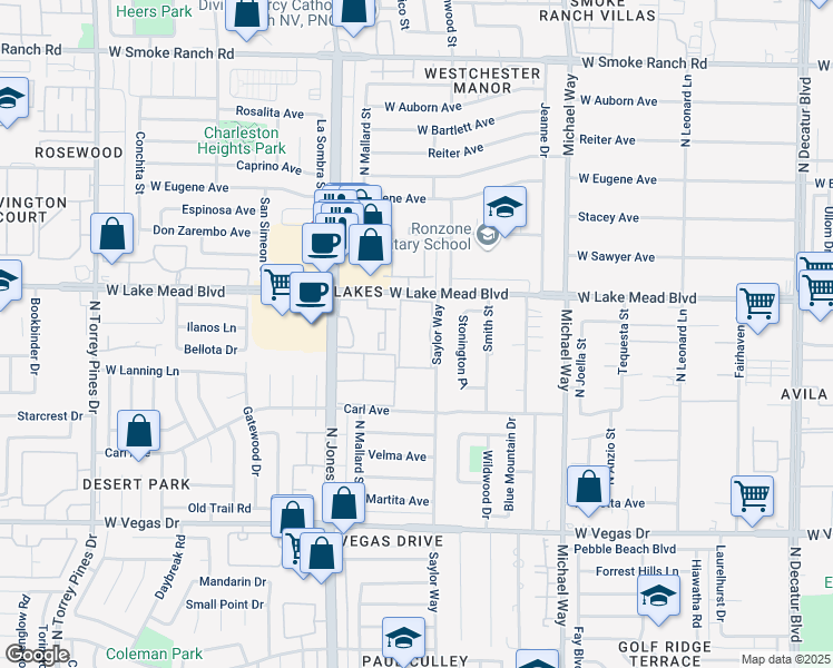 map of restaurants, bars, coffee shops, grocery stores, and more near 5108 West Lake Mead Boulevard in Las Vegas
