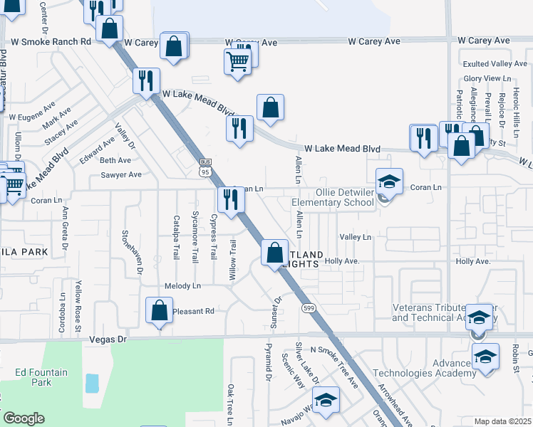 map of restaurants, bars, coffee shops, grocery stores, and more near 1977 Majalis Place in Las Vegas