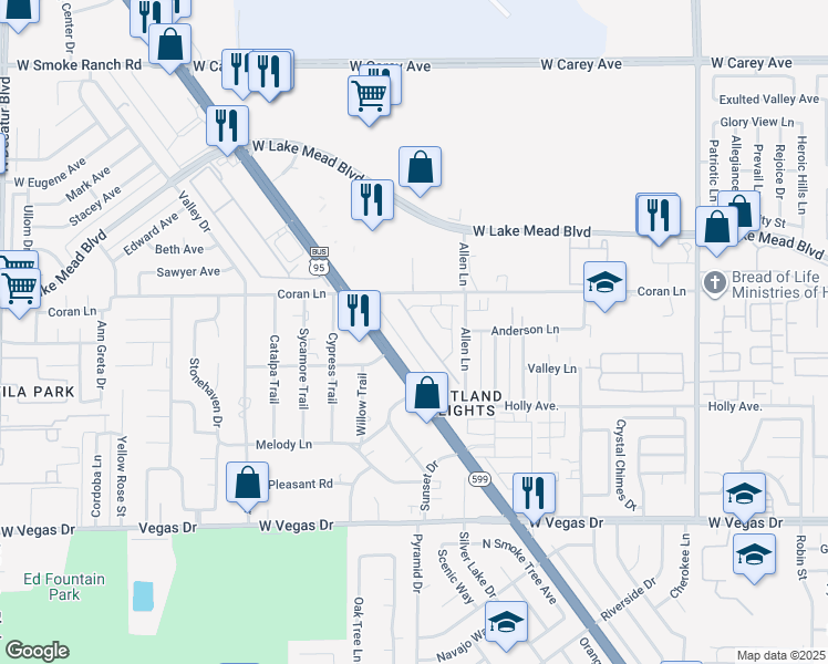 map of restaurants, bars, coffee shops, grocery stores, and more near 1977 Majalis Place in Las Vegas