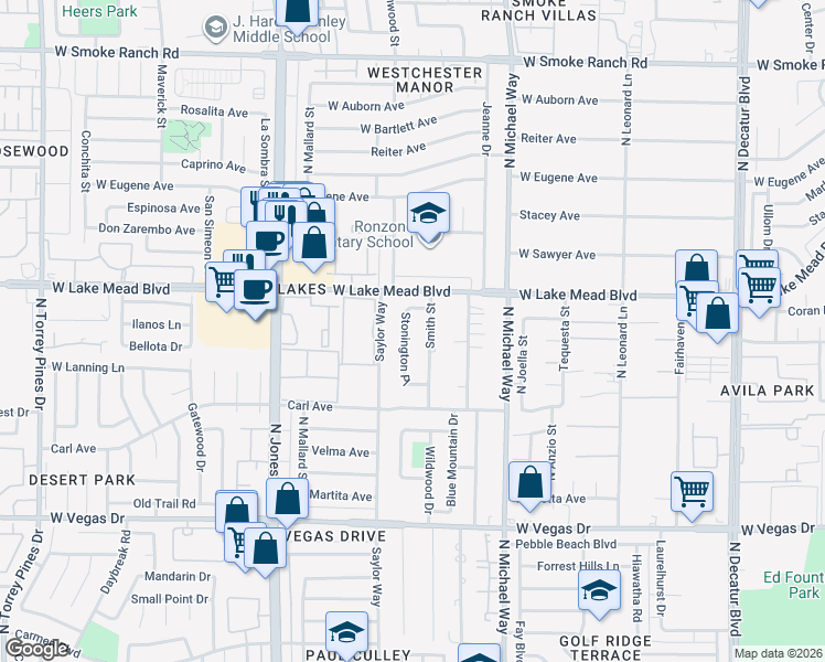 map of restaurants, bars, coffee shops, grocery stores, and more near 1912 Stonington Place in Las Vegas