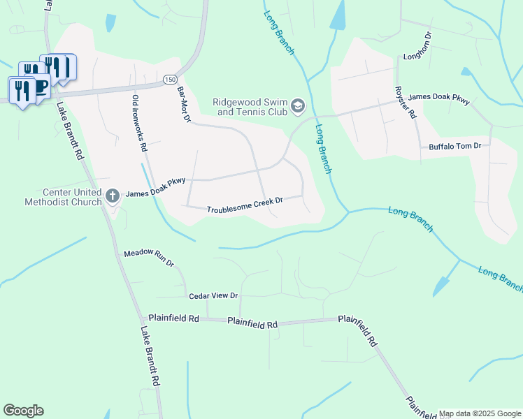 map of restaurants, bars, coffee shops, grocery stores, and more near 6093 Bar-Mot Drive in Greensboro