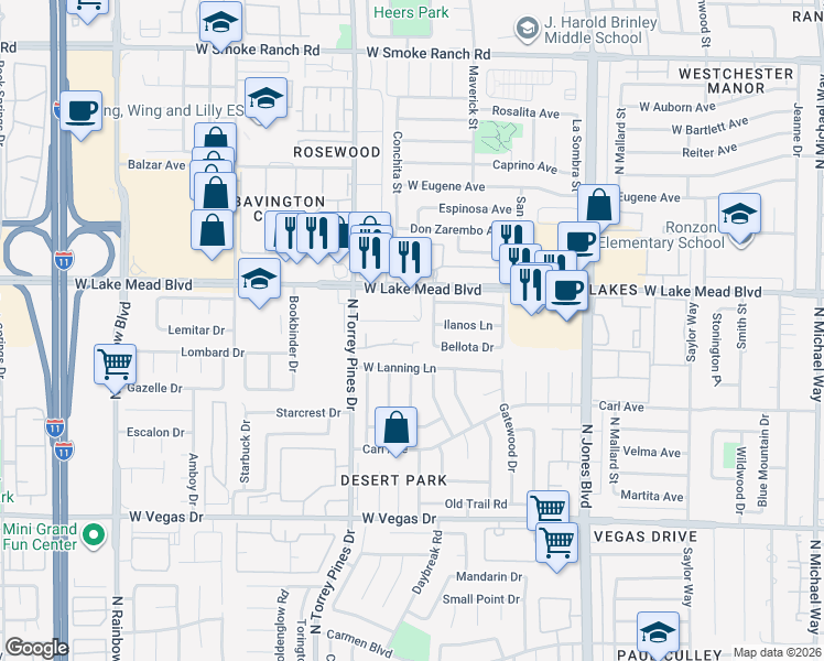map of restaurants, bars, coffee shops, grocery stores, and more near 6311 Blue Twilight Court in Las Vegas