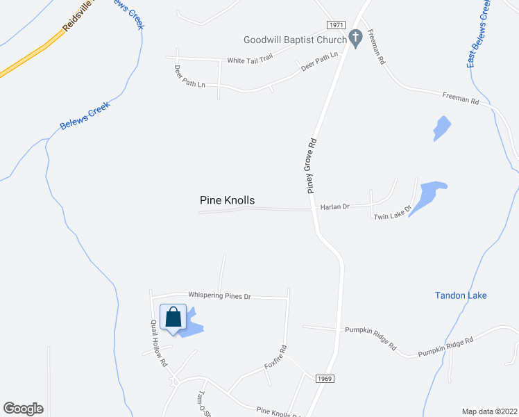 map of restaurants, bars, coffee shops, grocery stores, and more near Whicker Farm Lane in Kernersville