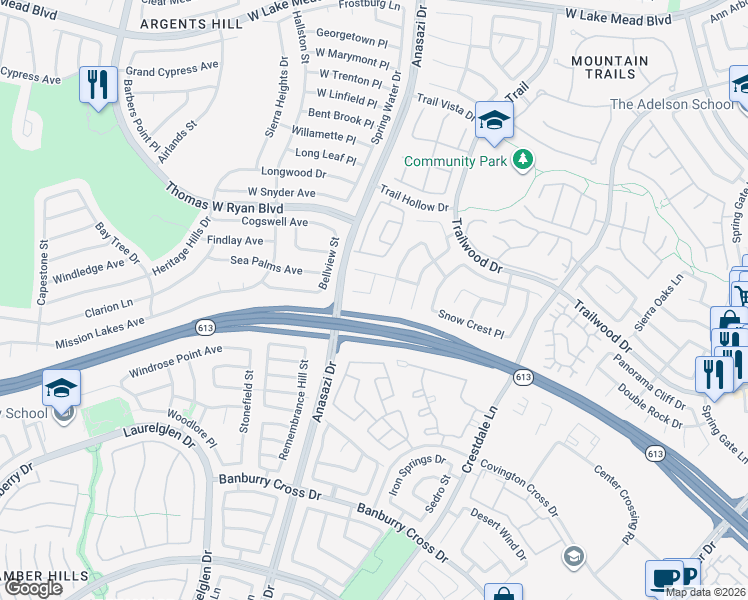 map of restaurants, bars, coffee shops, grocery stores, and more near 1929 Verbania Drive in Las Vegas