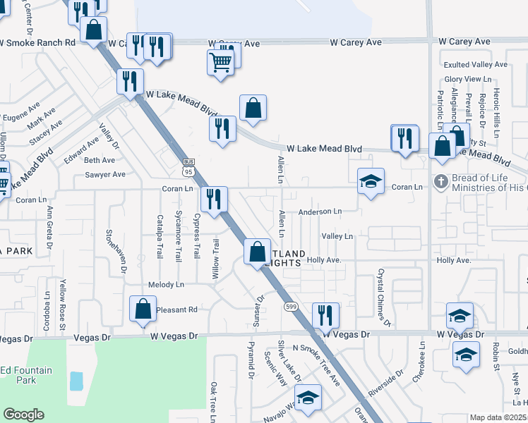 map of restaurants, bars, coffee shops, grocery stores, and more near 1965 Rubra Place in Las Vegas