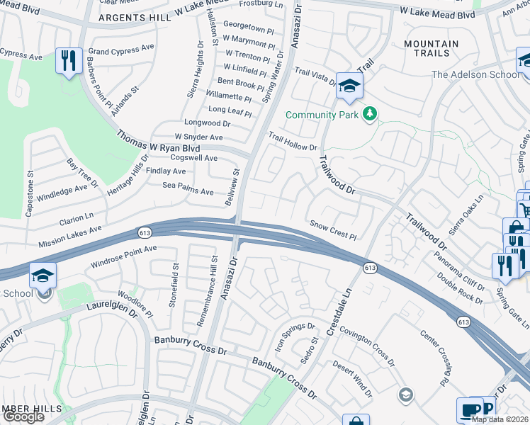 map of restaurants, bars, coffee shops, grocery stores, and more near 1929 Verbania Drive in Las Vegas