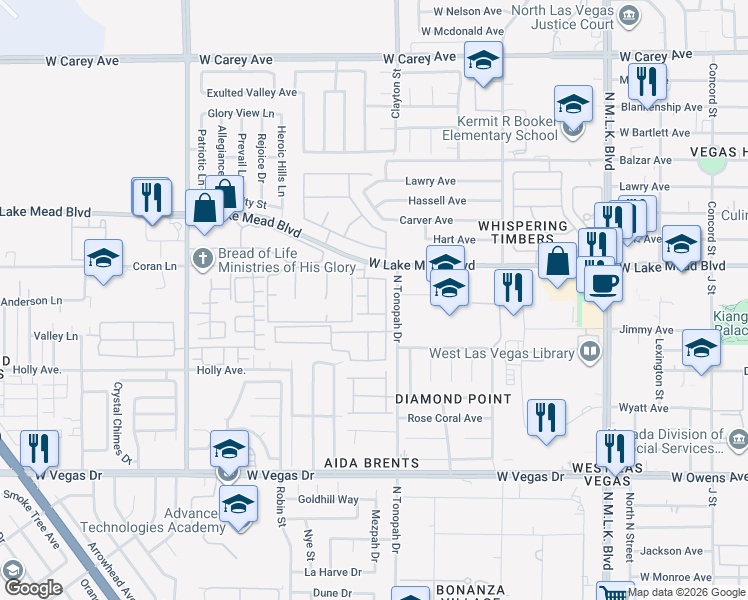 map of restaurants, bars, coffee shops, grocery stores, and more near 1946 Quail Hill Street in Las Vegas