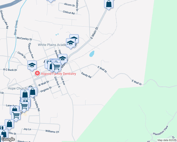 map of restaurants, bars, coffee shops, grocery stores, and more near 123 Weston Drive in Cookeville