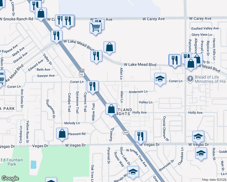 map of restaurants, bars, coffee shops, grocery stores, and more near 1969 Rubra Place in Las Vegas