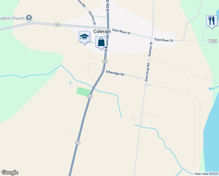 map of restaurants, bars, coffee shops, grocery stores, and more near 114 Moore Street in Colerain