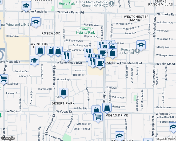 map of restaurants, bars, coffee shops, grocery stores, and more near 1913 Arpa Way in Las Vegas