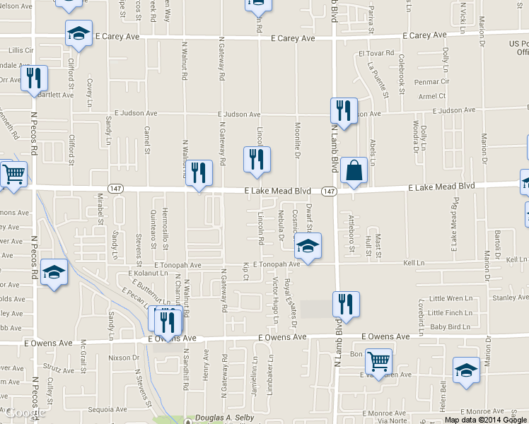 map of restaurants, bars, coffee shops, grocery stores, and more near 4106 Walnut Star Lane in Las Vegas