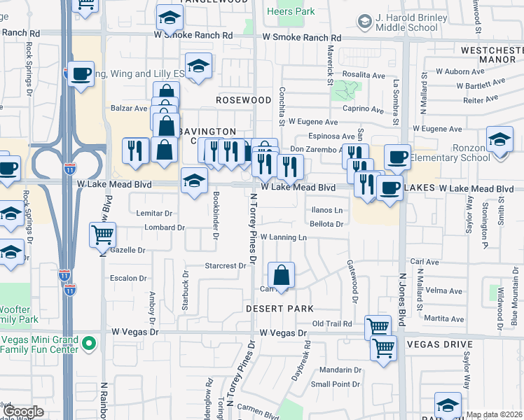 map of restaurants, bars, coffee shops, grocery stores, and more near 6383 Blue Twilight Court in Las Vegas