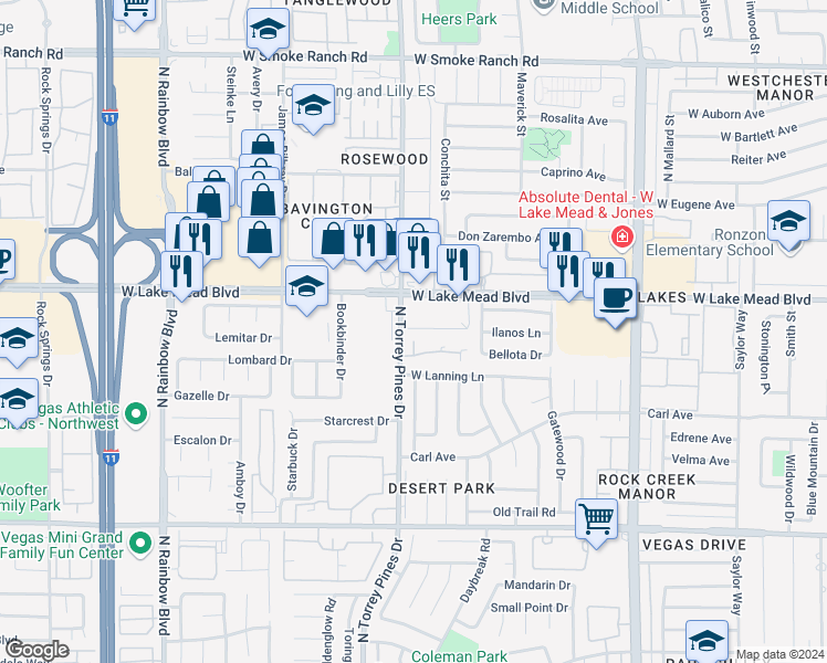 map of restaurants, bars, coffee shops, grocery stores, and more near 6383 Blue Twilight Court in Las Vegas