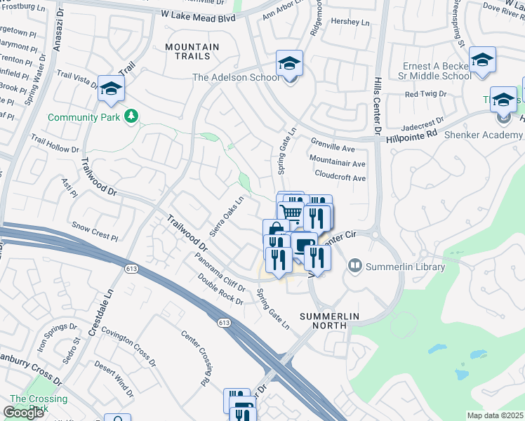 map of restaurants, bars, coffee shops, grocery stores, and more near 1924 Park Sheridan Lane in Las Vegas
