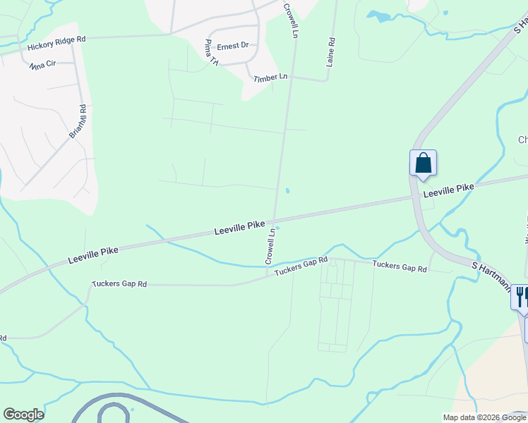 map of restaurants, bars, coffee shops, grocery stores, and more near 2525 Leeville Pike in Lebanon