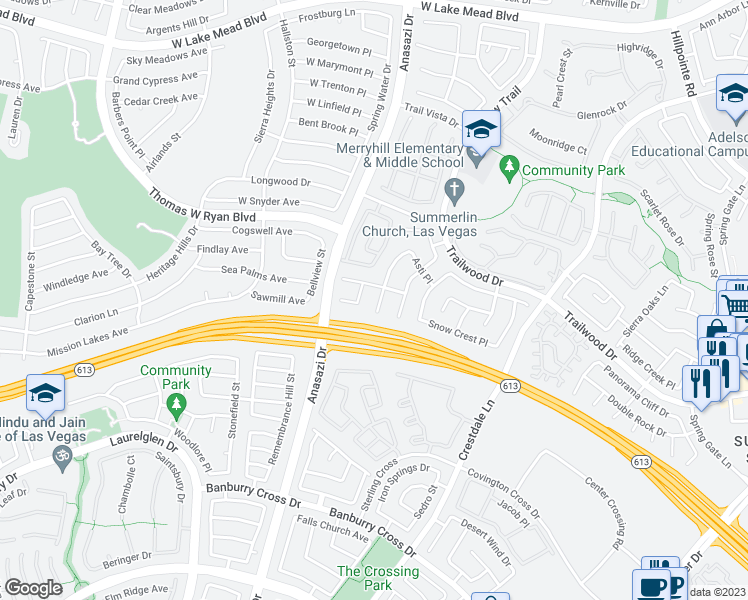 map of restaurants, bars, coffee shops, grocery stores, and more near 1921 Verbania Drive in Las Vegas