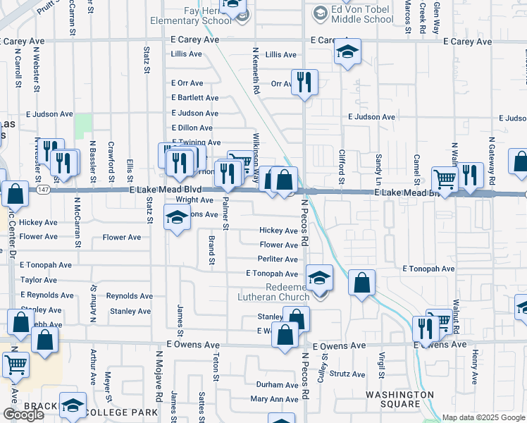 map of restaurants, bars, coffee shops, grocery stores, and more near 3508 Emmons Avenue in North Las Vegas