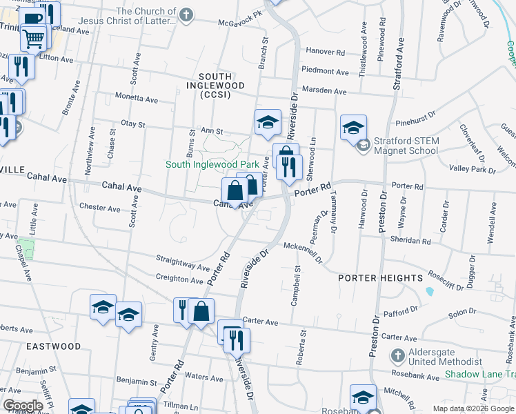 map of restaurants, bars, coffee shops, grocery stores, and more near 201 Porter Village Circle in Nashville