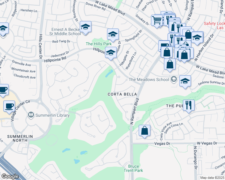 map of restaurants, bars, coffee shops, grocery stores, and more near 1909 Corta Bella Drive in Las Vegas