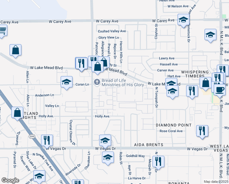map of restaurants, bars, coffee shops, grocery stores, and more near 1953 Sangallo Street in Las Vegas