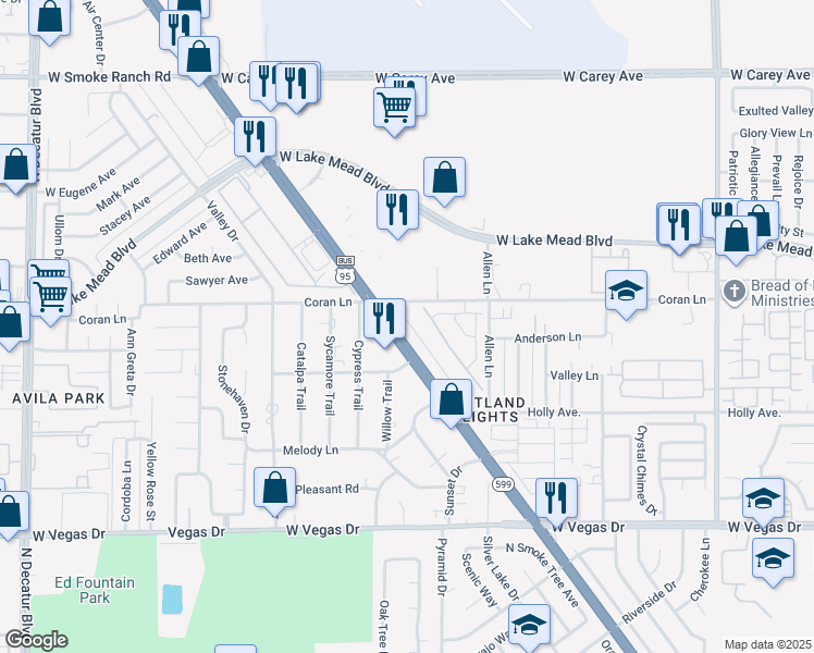 map of restaurants, bars, coffee shops, grocery stores, and more near 1978 Hydrangea Place in Las Vegas