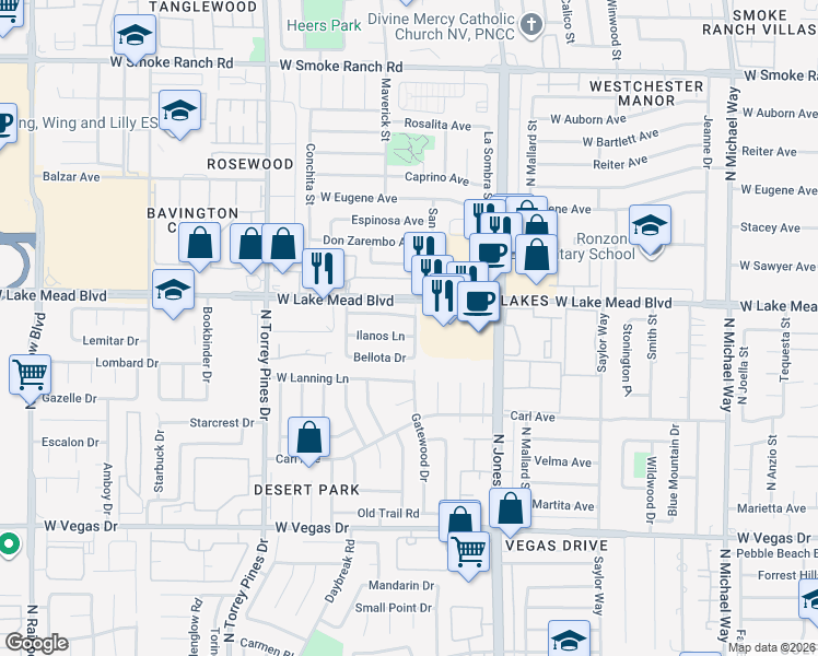 map of restaurants, bars, coffee shops, grocery stores, and more near 1921 Arpa Way in Las Vegas