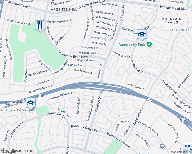 map of restaurants, bars, coffee shops, grocery stores, and more near 10300 Sawmill Avenue in Las Vegas
