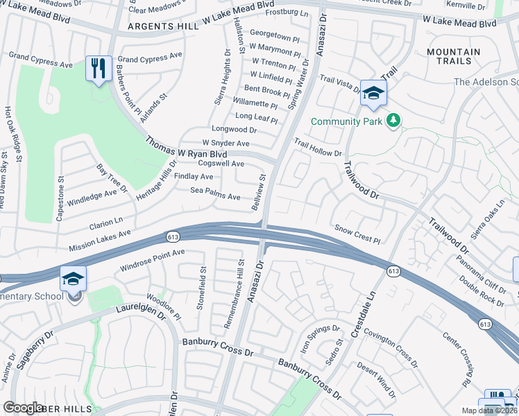 map of restaurants, bars, coffee shops, grocery stores, and more near 1904 Bellview Street in Las Vegas
