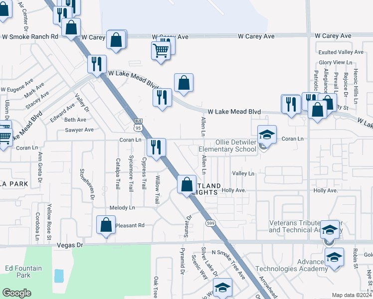 map of restaurants, bars, coffee shops, grocery stores, and more near 1917 Majalis Place in Las Vegas