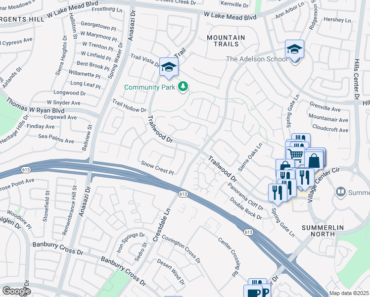 map of restaurants, bars, coffee shops, grocery stores, and more near 10020 Pinnacle View Place in Las Vegas