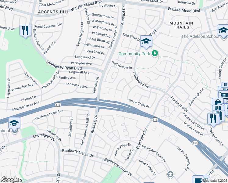 map of restaurants, bars, coffee shops, grocery stores, and more near 1929 Verbania Drive in Las Vegas
