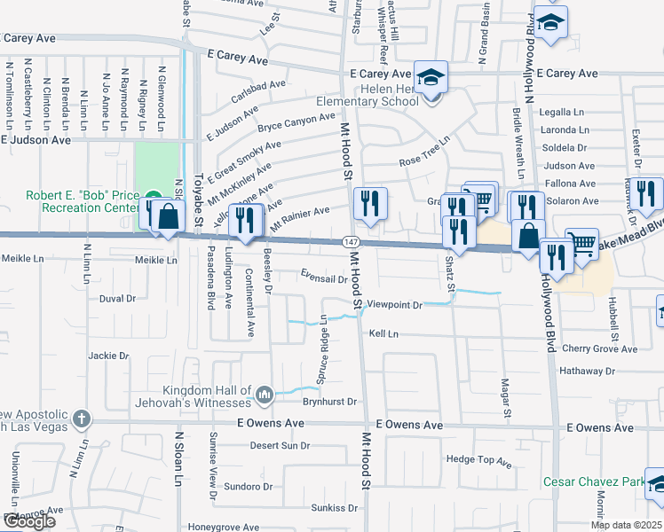 map of restaurants, bars, coffee shops, grocery stores, and more near 1946 Tide Ct in Las Vegas