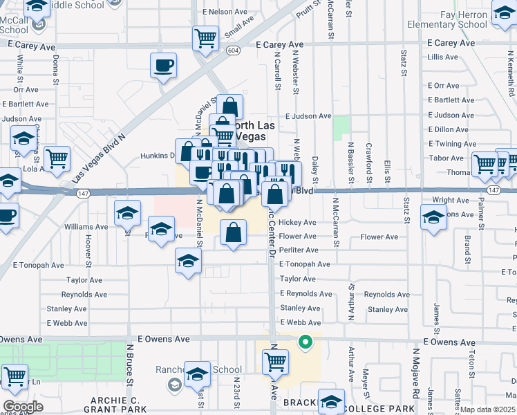 map of restaurants, bars, coffee shops, grocery stores, and more near 2209 E Lake Mead Blvd in North Las Vegas