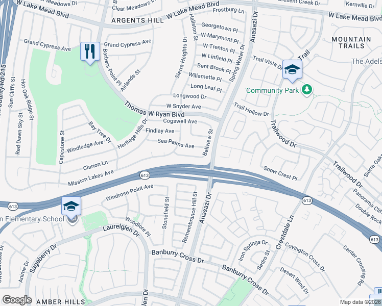 map of restaurants, bars, coffee shops, grocery stores, and more near 10400 Sawmill Avenue in Las Vegas