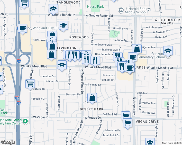 map of restaurants, bars, coffee shops, grocery stores, and more near 6340 Blue Twilight Court in Las Vegas