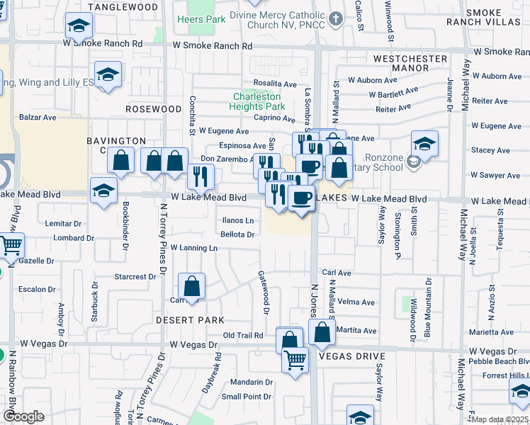 map of restaurants, bars, coffee shops, grocery stores, and more near 1921 Arpa Way in Las Vegas