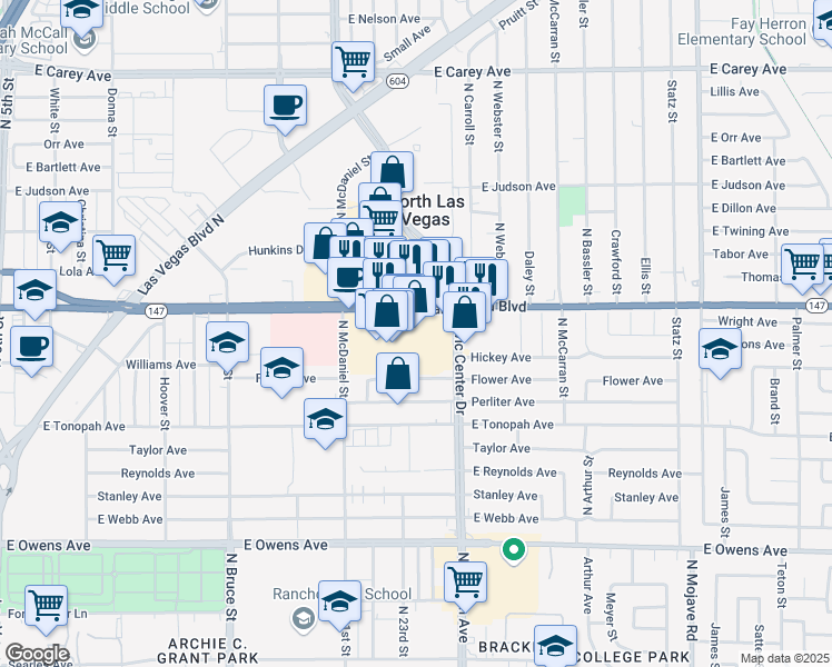 map of restaurants, bars, coffee shops, grocery stores, and more near 2209 East Lake Mead Boulevard in North Las Vegas