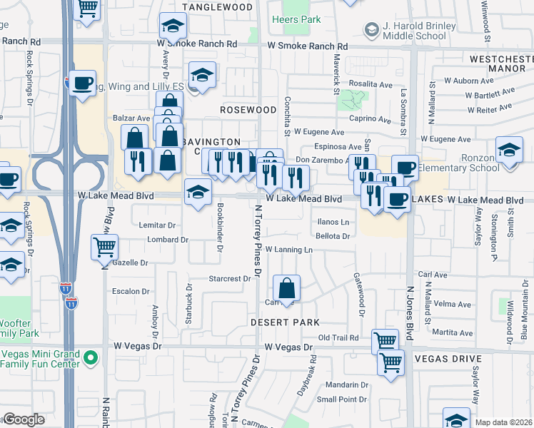 map of restaurants, bars, coffee shops, grocery stores, and more near 6388 Blue Twilight Court in Las Vegas