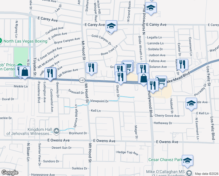 map of restaurants, bars, coffee shops, grocery stores, and more near 6449 Diego Drive in Las Vegas