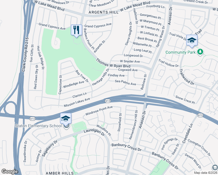 map of restaurants, bars, coffee shops, grocery stores, and more near 1905 Green Wave Ct in Las Vegas