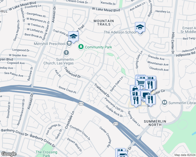 map of restaurants, bars, coffee shops, grocery stores, and more near 1920 Ivy Point Lane in Las Vegas