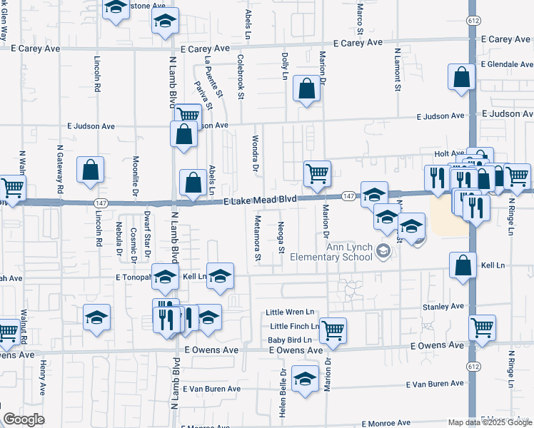 map of restaurants, bars, coffee shops, grocery stores, and more near 4549 Morton Grove Avenue in Las Vegas